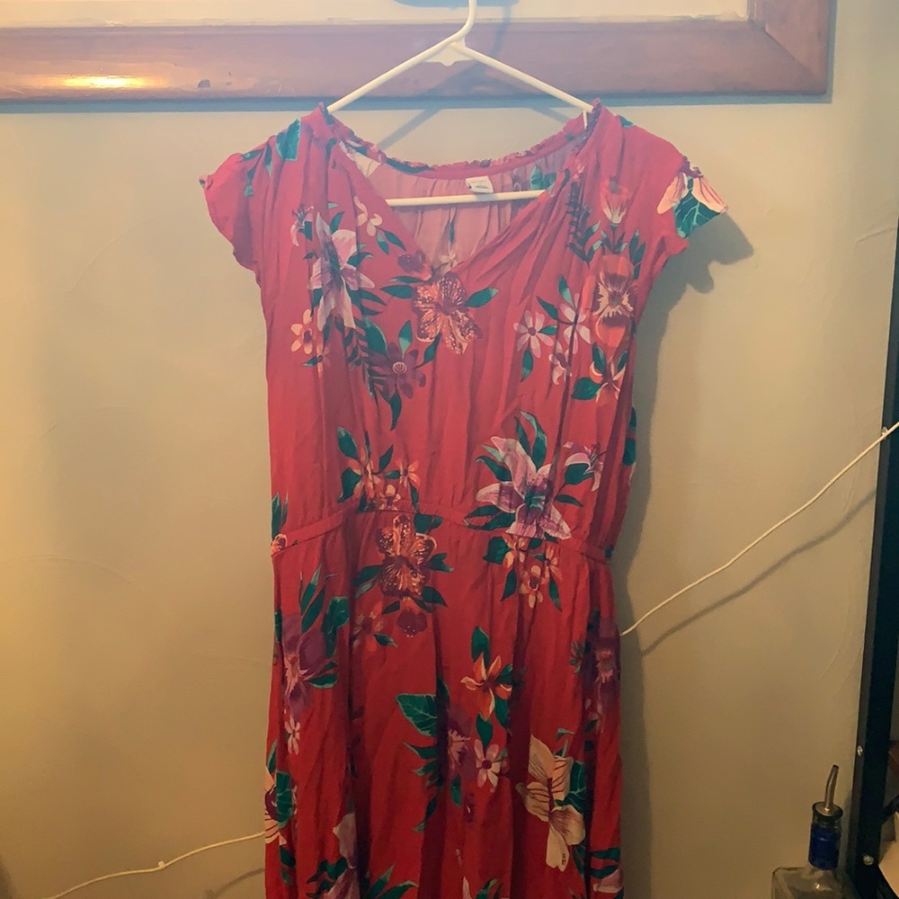 Old Navy Large red floral dress, worn once